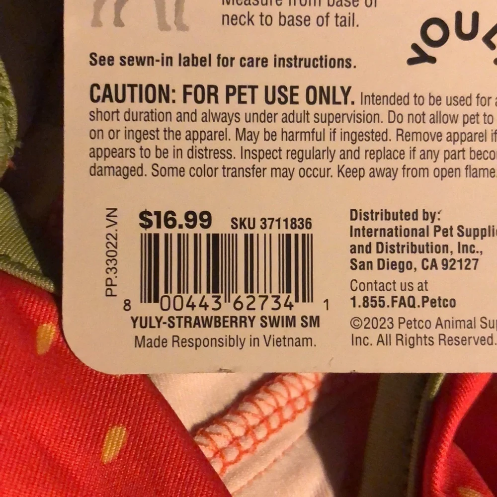 NWT strawberry dog swim bathing suit S